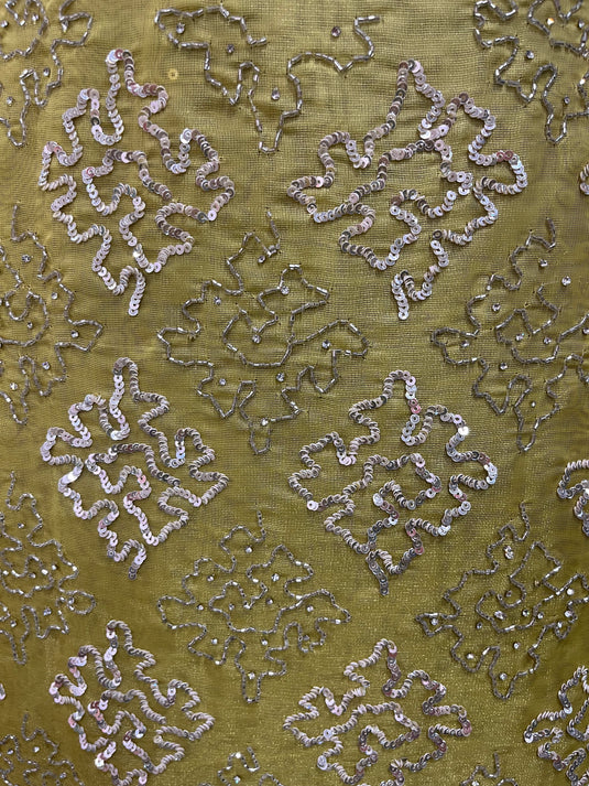 Royal tissue shimmer handwork suit with embellished duputta