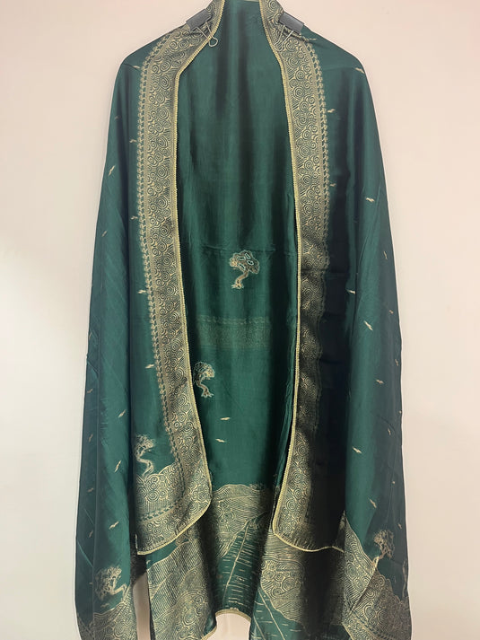 Organza silk suit with organza duputta