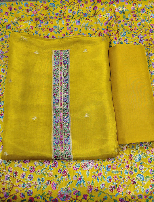 Premium Silk Weaving Suit Set with Elegant Woven Dupatta