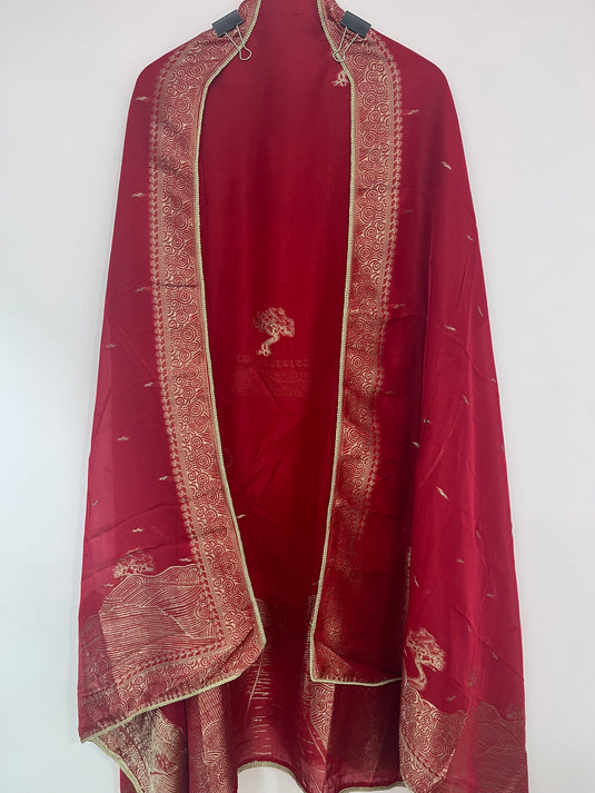 Organza silk suit with organza duputta
