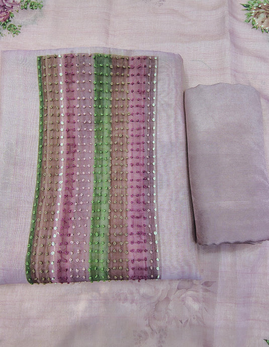 Elegant Maheshwari Shimmer Suit Ensemble in Lavender, Yellow & Pink Shades