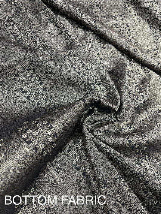 Luxury micro velvet suit set with brocade pants and brasso duputta