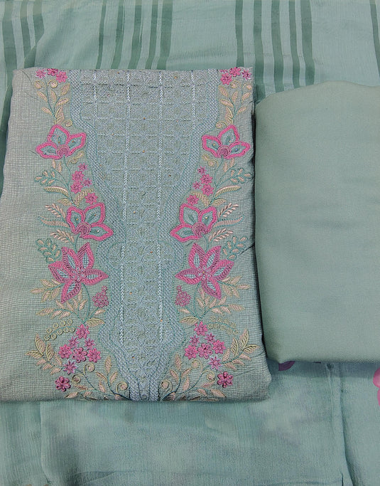 Elegant Pashmina Suit Set with Brush Print Muslin Dupatta in Refreshing Colours