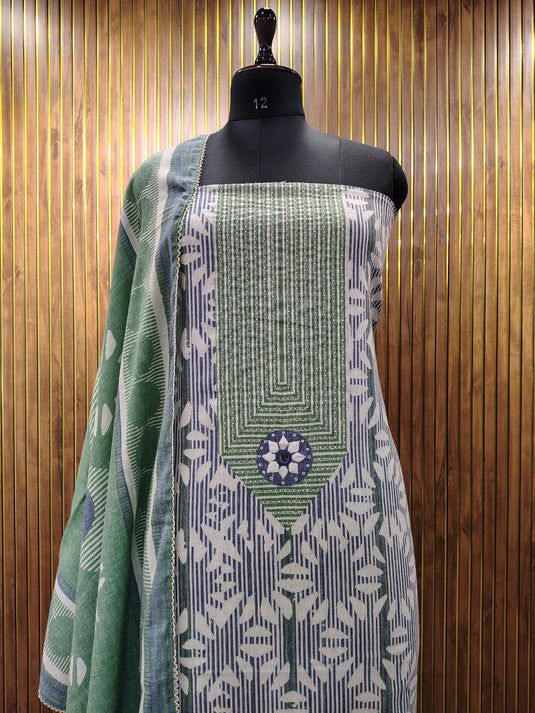 Colourful Grace – Khadi Cotton with Delicate Neck Embroidery