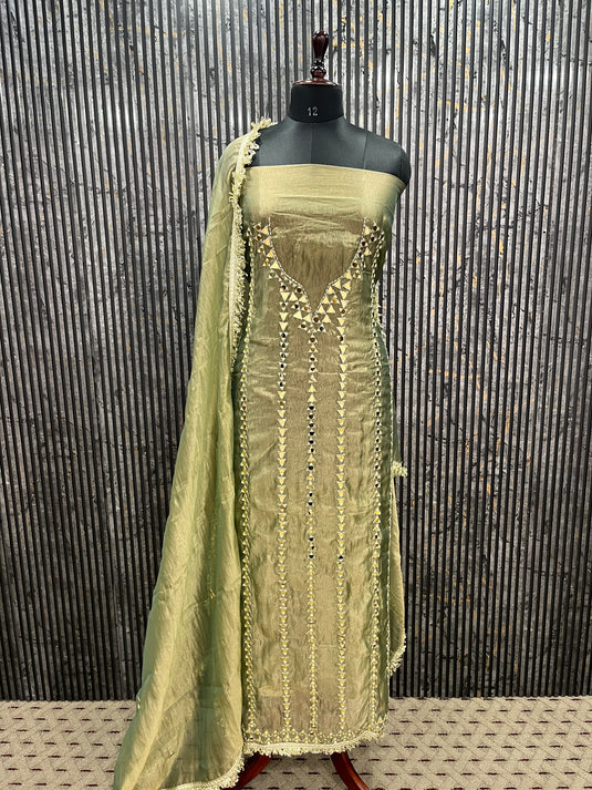 Luxury tissue silk mirror embroidered suit set