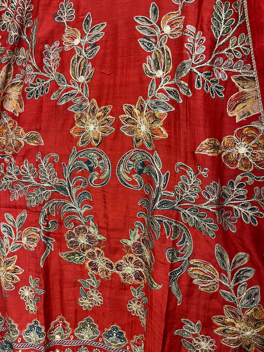 Muslin silk suit with chinon duputta