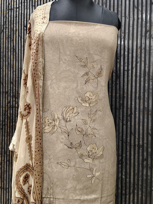 Premium pashmina suit with elegant brasso duputta