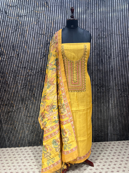 Silk article with kantha work detailing on the neck