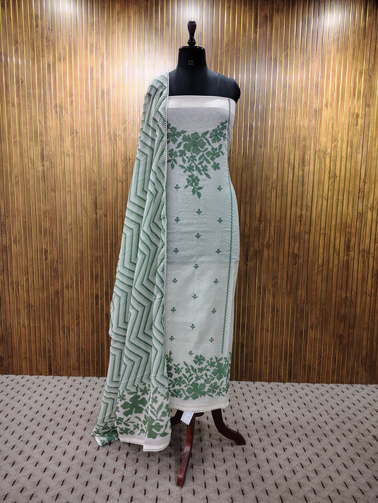 Classic White, Colorful Vibes β Floral Cotton Suit (4 Colours)