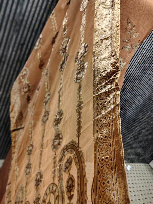 Premium pashmina suit with elegant brasso duputta