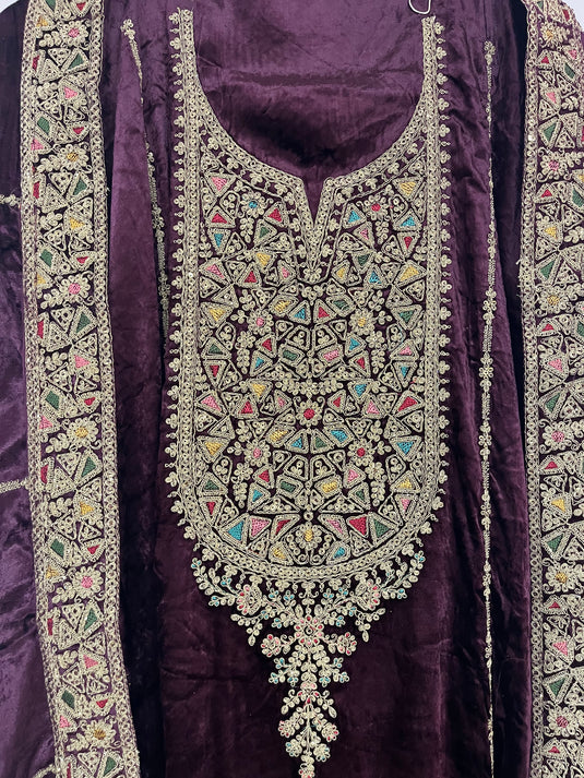 Pure micro velvet suit with velvet duputta