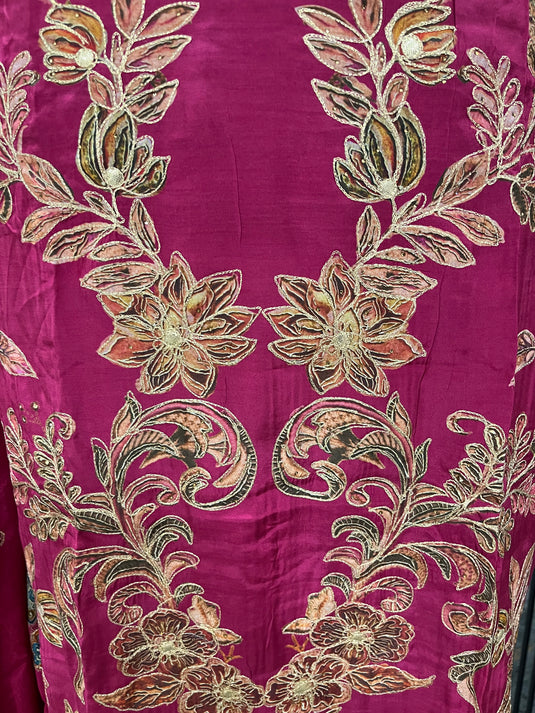 Muslin silk suit with chinon duputta