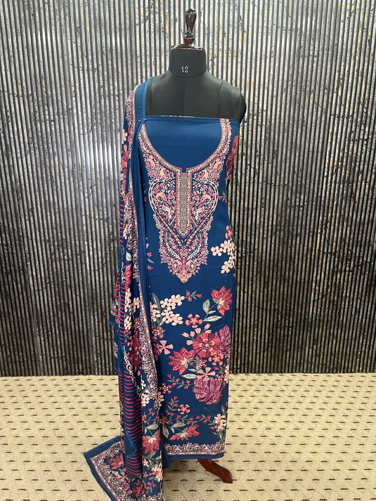 Winter Pashmina Suit Set with Warm Stall Dupatta