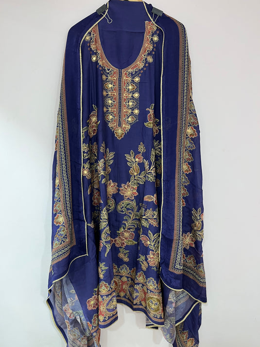 Muslin silk suit with chinon duputta