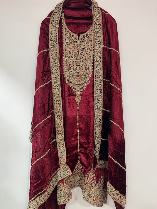 Pure micro velvet suit with velvet duputta