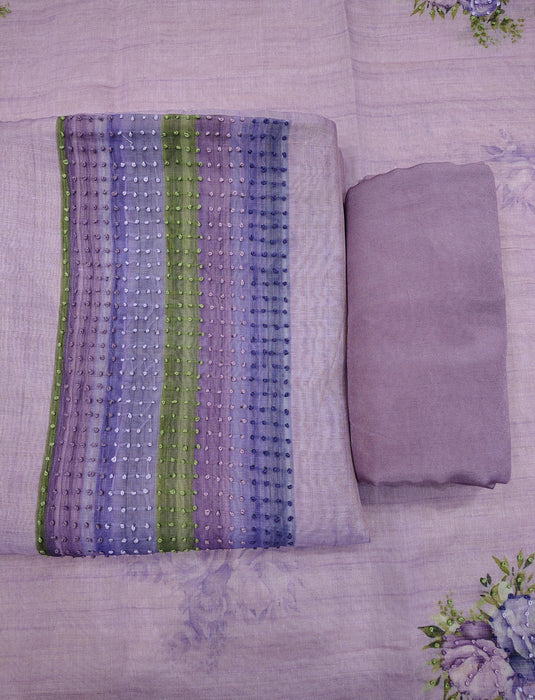 Elegant Maheshwari Shimmer Suit Ensemble in Lavender, Yellow & Pink Shades