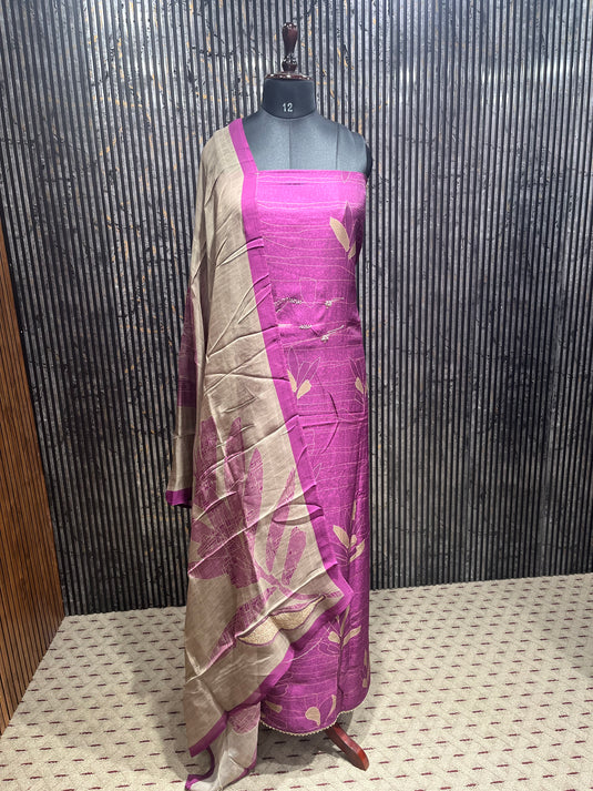 Pure muslin silk suit with muslin soft duputta