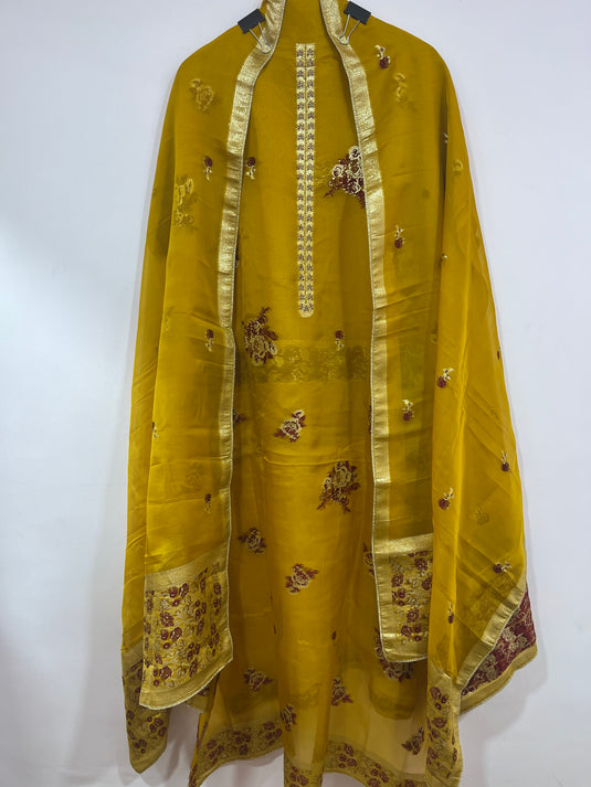 Organza suit set with exclusive hand weaving