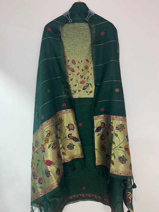 Premium jamdani work suit set with detailed weaving on shirt and duputta