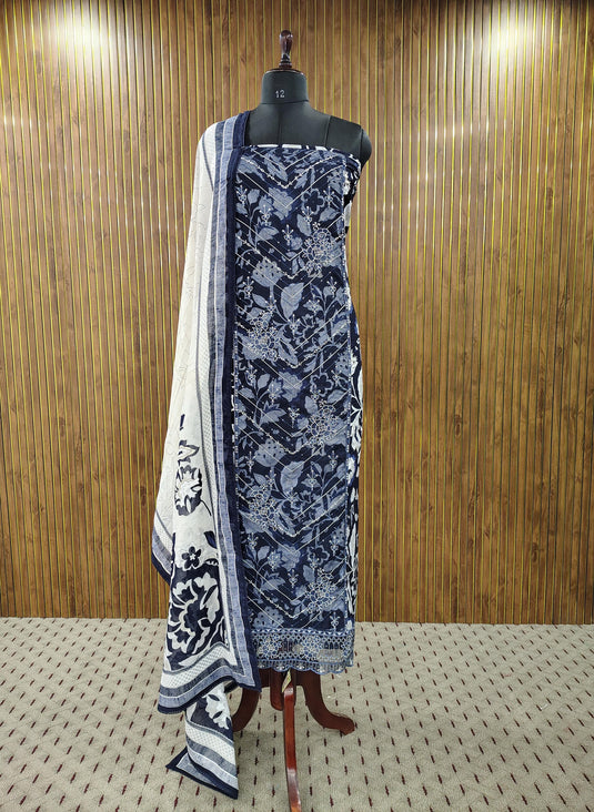 Noir Grace Collection – Elegant Center Panel Cotton Suit Set