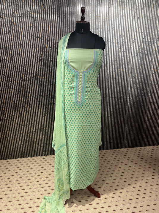 Pure spun suit with soft chiffon duputta