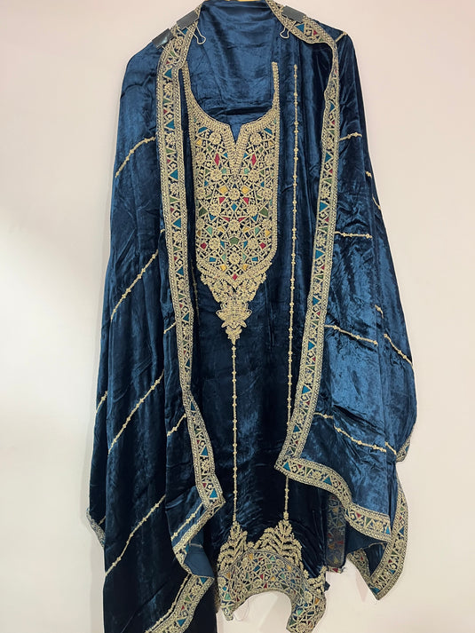 Pure micro velvet suit with velvet duputta