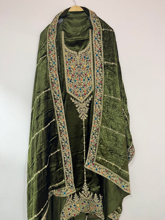 Pure micro velvet suit with velvet duputta