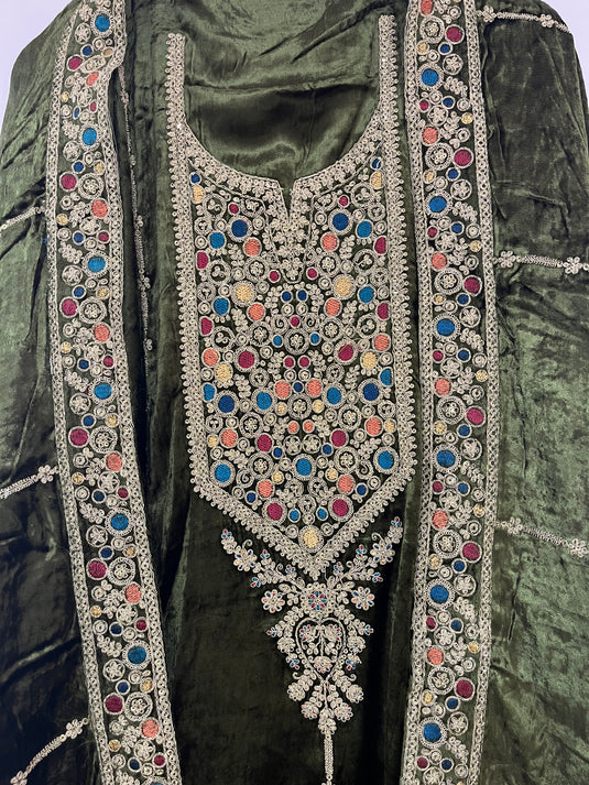 Pure micro velvet suit with velvet duputta