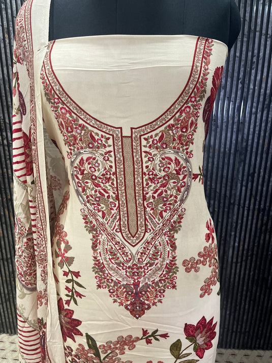 Winter Pashmina Suit Set with Warm Stall Dupatta