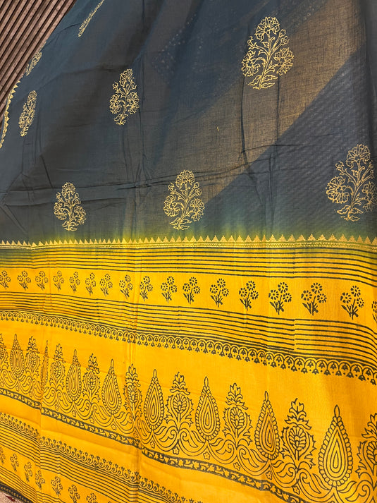 Khadi cotton suit with cotton duputta and printed pants