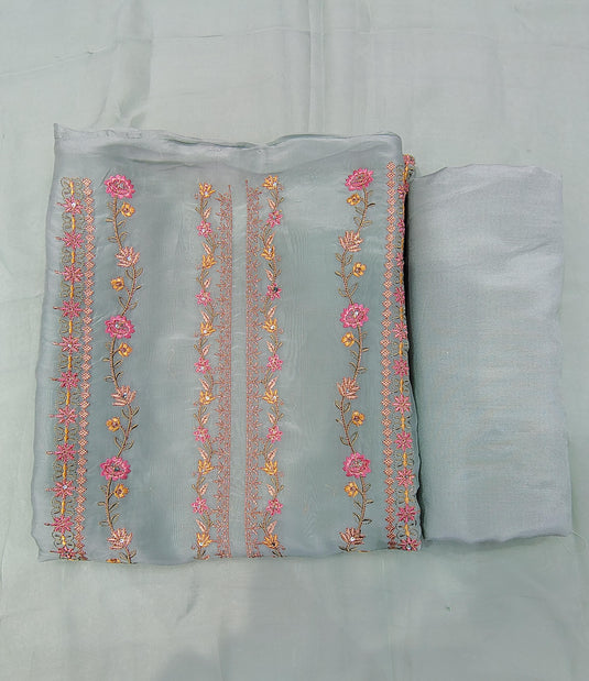 Premium Silk Shirt Suit Set with Organza Dupatta