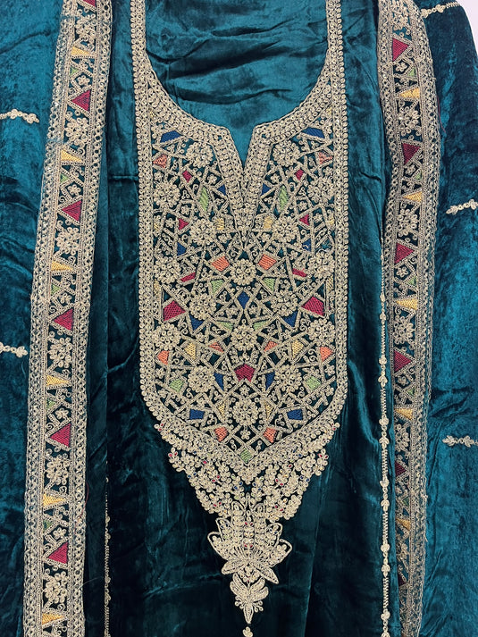 Pure micro velvet suit with velvet duputta