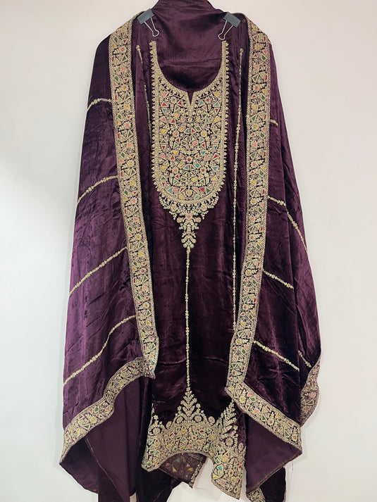 Pure micro velvet suit with velvet duputta