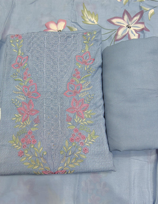 Elegant Pashmina Suit Set with Brush Print Muslin Dupatta in Refreshing Colours