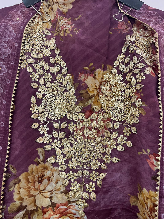 Organza silk suit paired with organza duputta