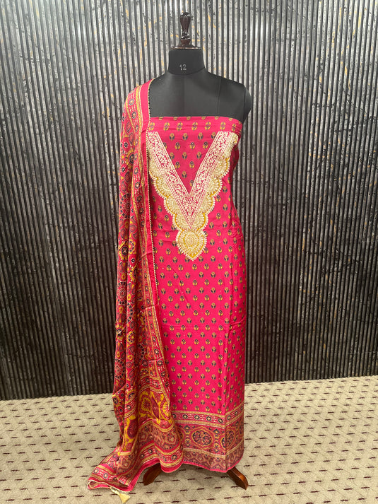 Soft Muslin Elegance | Black-White & Majenta