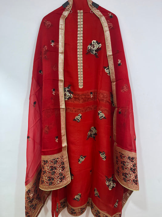 Organza suit set with exclusive hand weaving