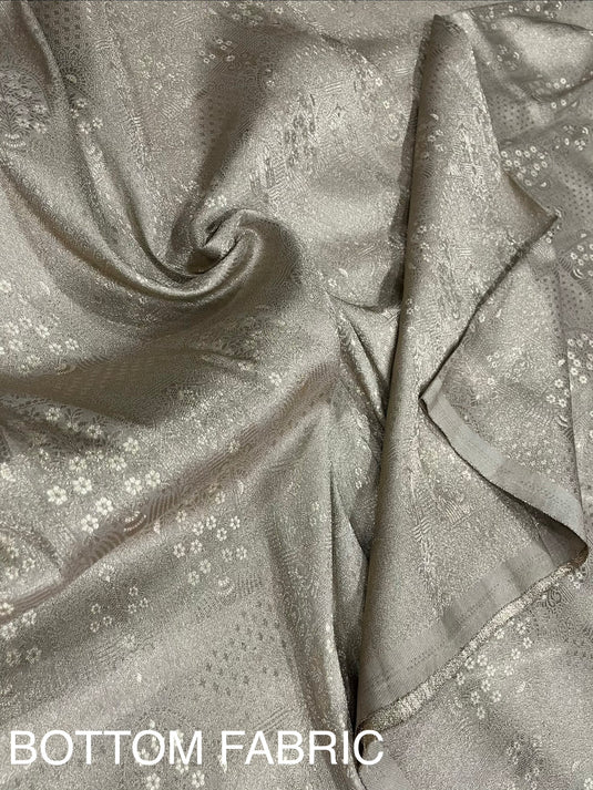 Luxury micro velvet suit set with brocade pants and brasso duputta