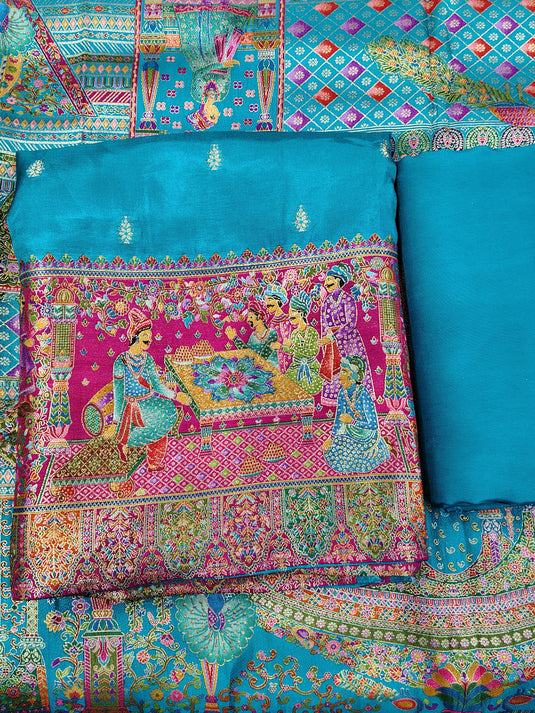 Premium Silk Weaving Suit Set with Elegant Woven Dupatta