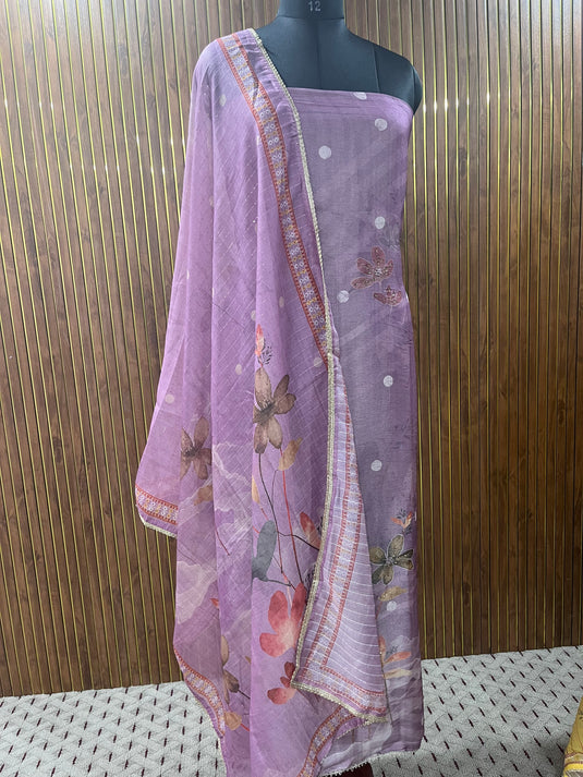 Shimmer silk suit with subtle handwork on ghera