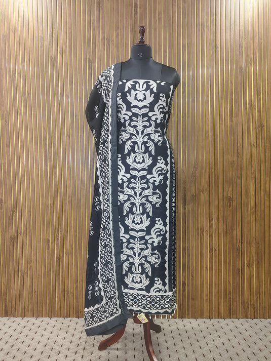 Black Elegance Muslin Silk Suit