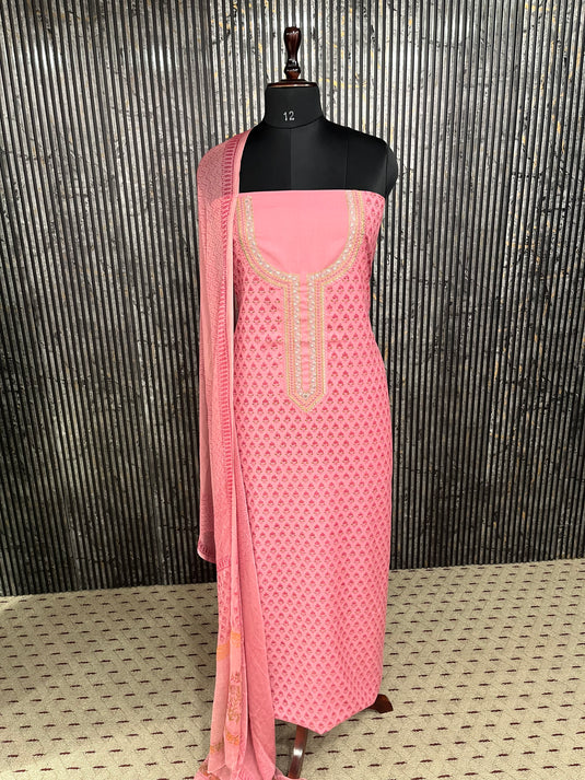 Pure spun suit with soft chiffon duputta