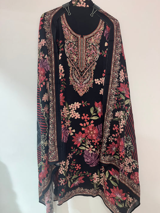 Winter Pashmina Suit Set with Warm Stall Dupatta