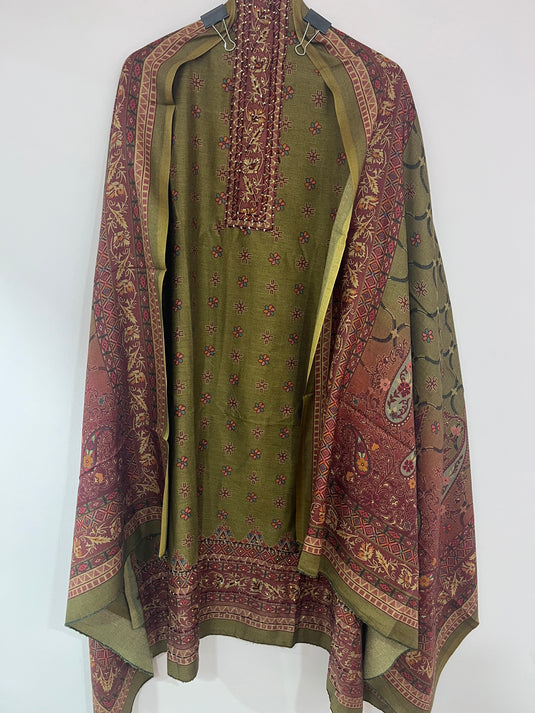 Spun suit set with warm duputta