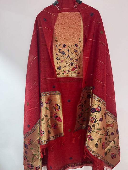 Premium jamdani work suit set with detailed weaving on shirt and duputta