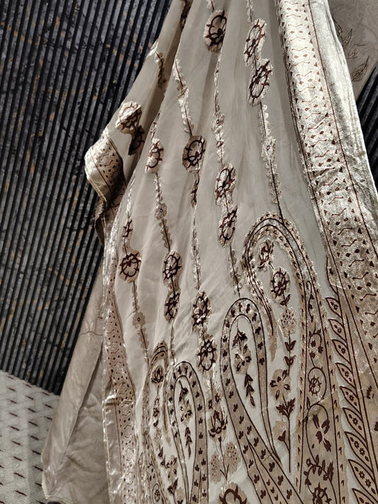 Premium pashmina suit with elegant brasso duputta