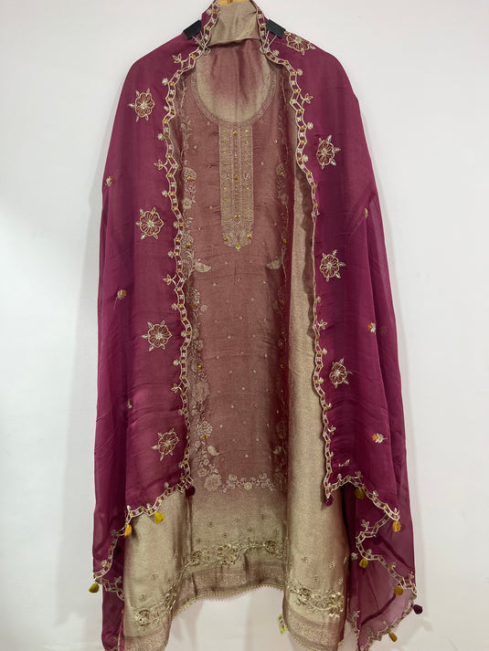 Festive Shimmer Silk Collection – Chinon Work Dupatta Set