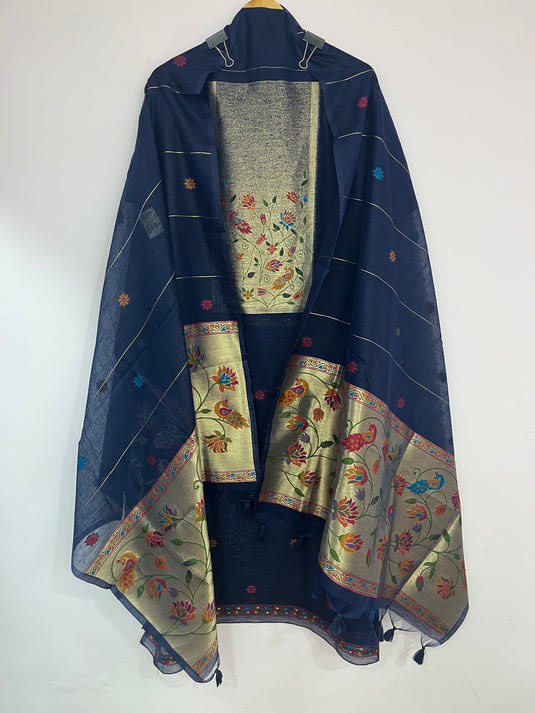 Premium jamdani work suit set with detailed weaving on shirt and duputta