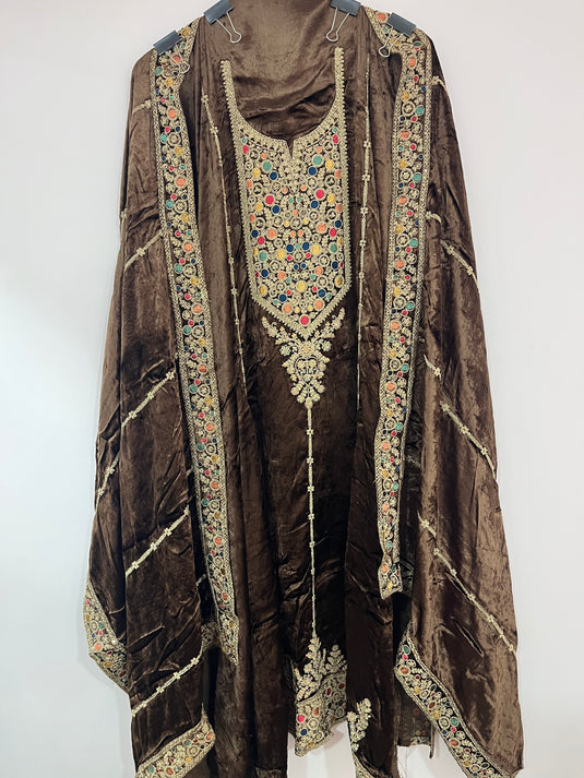 Pure micro velvet suit with velvet duputta