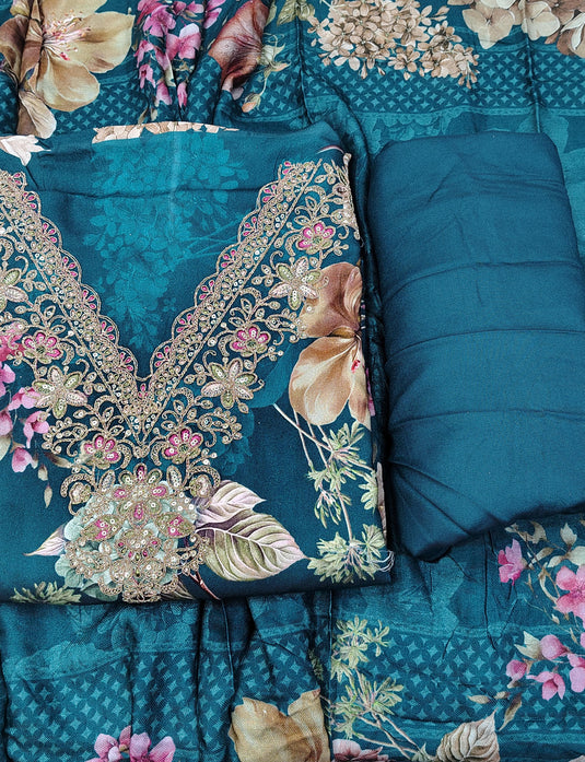 Timeless Winter Charm – Luxurious Pashmina Fabric Suit with Soft Warm Dupatta